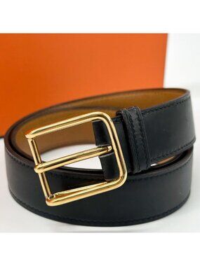 Hermes Vintage Black Leather Belt